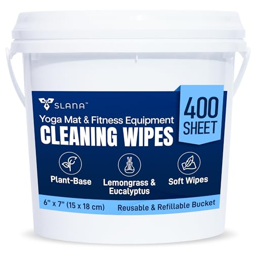 Gym Wipes for Equipment (400 Count) - Large 6"x7" Fitness Equipment Cleaning Wipes & Yoga Mat Cleaner | Plant-Based, Non-Toxic | Safe for Peloton