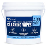 Gym Wipes for Equipment (400 Count) - Large 6"x7" Fitness Equipment Cleaning Wipes & Yoga Mat Cleaner | Plant-Based, Non-Toxic | Safe for Peloton