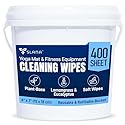 Gym Wipes for Equipment (400 Count) - Large 6"x7" Fitness Equipment Cleaning Wipes & Yoga Mat Cleaner | Plant-Based, Non-Toxic | Safe for Peloton