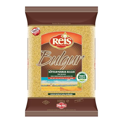 Reis Fine Bulgur, Wheat Berries, Bulgur Wheat for Salads, Meatballs & Meals, Turkish Grocery Foods, High Fiber & Protein Cereal, Whole Grain Bag, Non-GMO, Bulk, Vegan, Halal 2.2 Lbs (1000g)