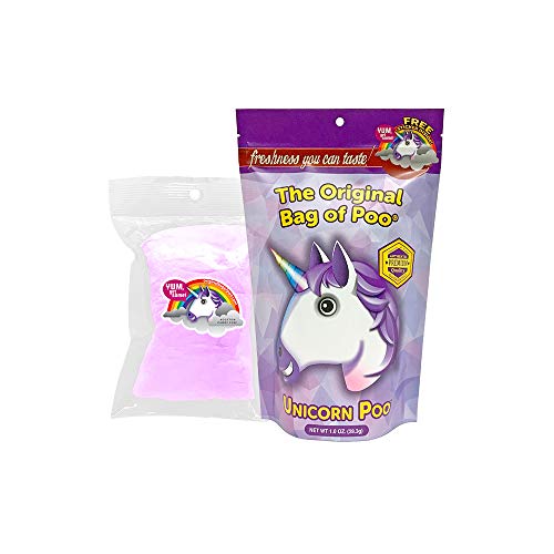 The Original Bag of Poo®, Unicorn Poo (Grape Flavor Cotton Candy) Novelty Poop Gag Gift. Free sticker inside.