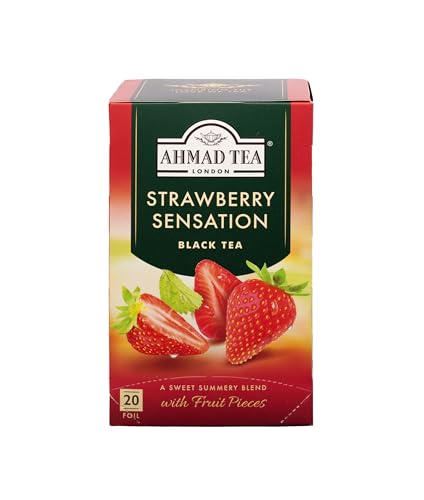 Ahmad Tea Strawberry Sensation Black Tea, 20-Count Boxes (Pack of 6)