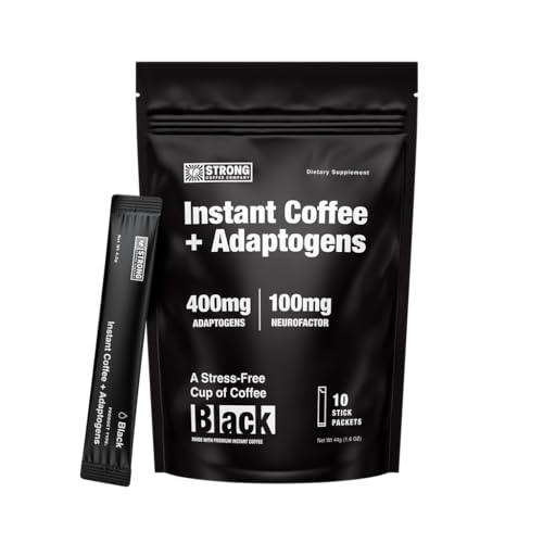 Strong Coffee Co. Instant Black Coffee | Premium Organic Coffee with Nootropics & Adaptogens, NeuroFactor®, L-Theanine, Ashwagandha, Reishi & MCT Oil