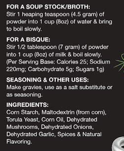 Vogue Cuisine Mushroom Soup & Seasoning Base - Low Sodium & Gluten Free (12 oz)