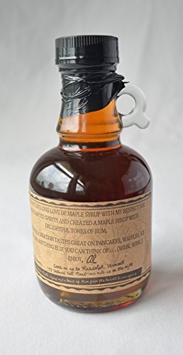 Two Glass Jars of Vermont Pure Maple Syrup - Bourbon Maple Syrup and Rum Maple Syrup