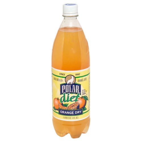 Polar Orange Dry Soda Diet 1 Liter (Pack of 12)