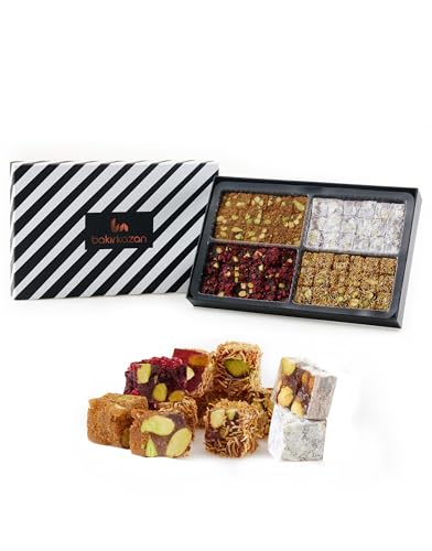 Turkish Delight Mix Classical 72 Piece Cube by BAKIRKAZAN, Turkish Delights Candy 17.6 oz, w/ 4 Flavors: Zereshk, Kadayif, Biscuit,Pomegranate,Halal