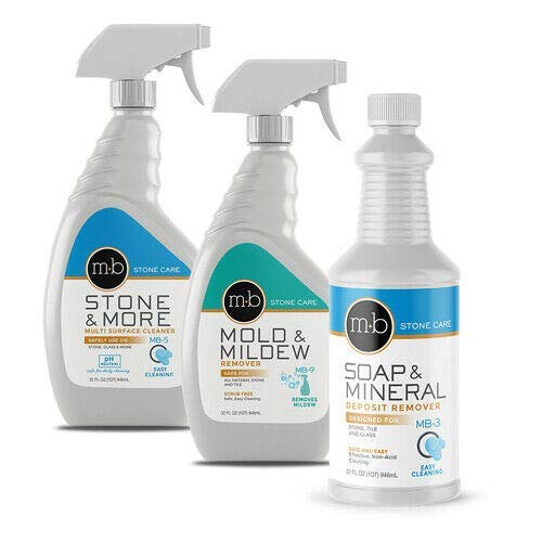 MB Stone Care Bath & Shower Kit | MB-3 Soap & Mineral Deposit Remover, MB-5 Stone Multi Surface Spray & MB-9 | Ready to Use Bundle for Cleaning