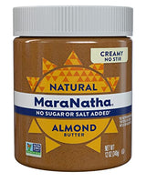 MaraNatha Natural Creamy Almond Butter, Gluten Free Nut Butter, No Stir, No Sugar or Salt Added, 12 Ounce Jar