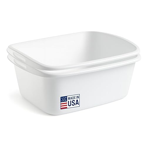Tribello 2-Pack Dish Pans for Kitchen Sink, Plastic Tub Dishpan Wash Basin and Foot Bath for Soaking Feet, Wash Bucket for Washing and Storage
