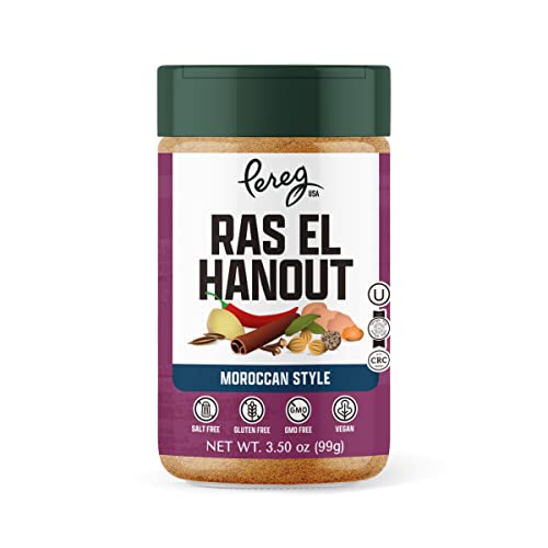 Pereg Ras El Hanout Moroccan Seasoning Spice Blend (3.5 Oz) - Mixed Spices - Non-GMO - Kosher Certified - Salt-Free, Sugar-Free