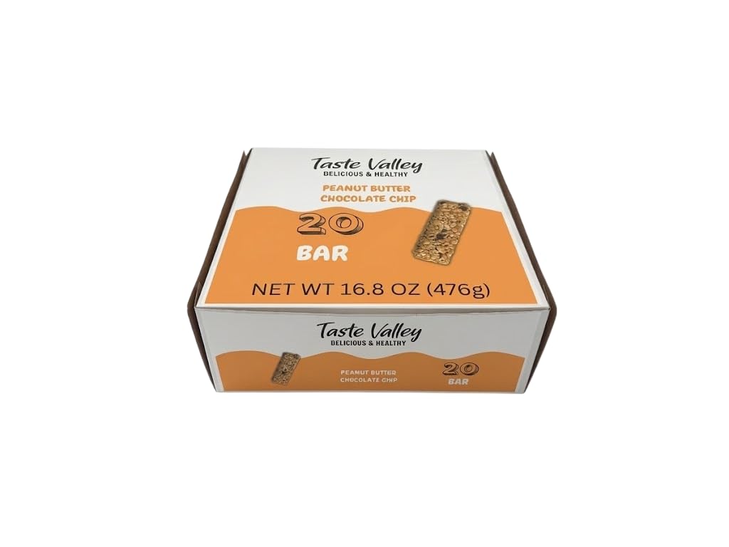 Taste Valley Peanut Butter Chocolate Chip Granola Bars | 20 Count, 16.8 oz | Whole Grain Oats, 100 Calories Per Bar | No Artificial Flavors, No HFCS |