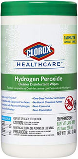 Clorox Healthcare Hydrogen Peroxide Cleaner Disinfectant Wipes, 6.75" x 9", 95 Count (Package May Vary)