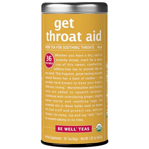 The Republic of Tea - Organic Get Throat Aid Herb Tea Tin, 36 Tea Bags, Naturally Caffeine Free Be Well Tea