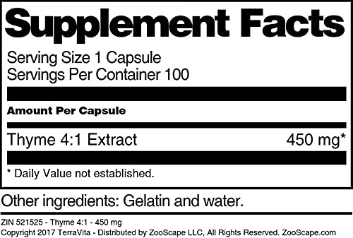 Terravita Thyme 4:1-450 mg (100 capsules, ZIN: 521525) - 3 Pack