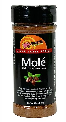 Dizzy Pig Molé Chile Cacao Seasoning Rub (8oz Shaker) - Seasons 30+lbs of Food - Hand Made in the USA - MSG Free, Gluten Free