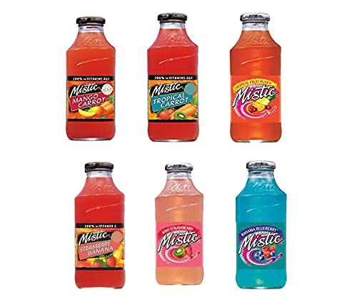 EVAXO LUV BOX - VARIETY , MISTIC , 16 OZ PACK OF 6 , TROPICAL FRUIT PUNCH , KIWI STRAWBERRY ,TROPICAL CARROT , MANGO CARROT , BAHAMA BLUE BERRY