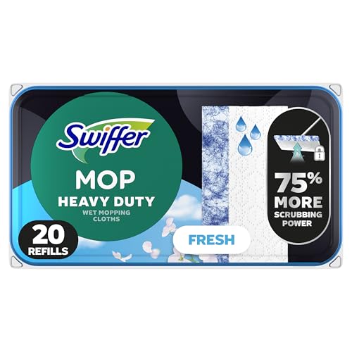 Swiffer Heavy Duty Mop Wet Multi-Surface Cloth Refills for Floor Mopping and Cleaning, Outdoor Window Fresh Scent, 20 count