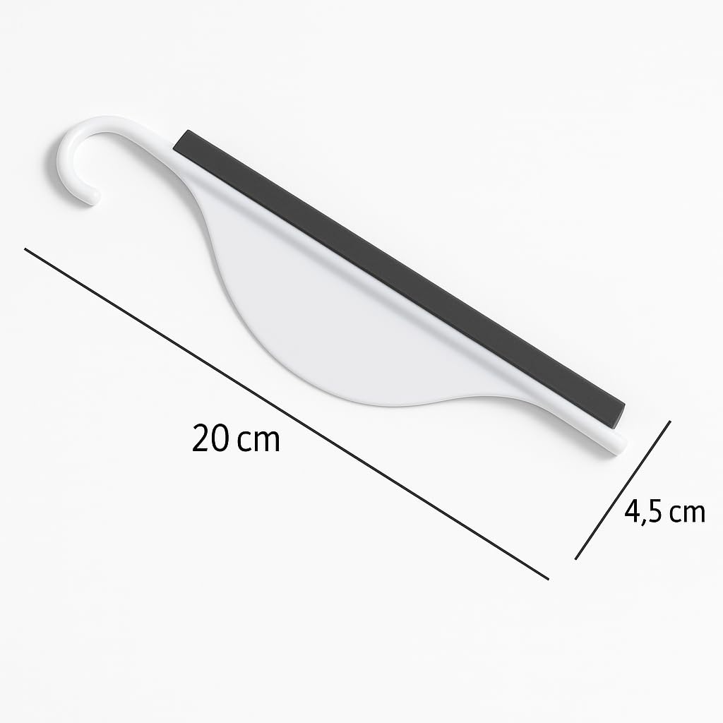 Mini Shower Squeegee for Glass Doors - Small Handy Bathroom, Countertop & Window Cleaner with Rubber Blade and Hook for Tile Walls, Mirrors, Kitchen