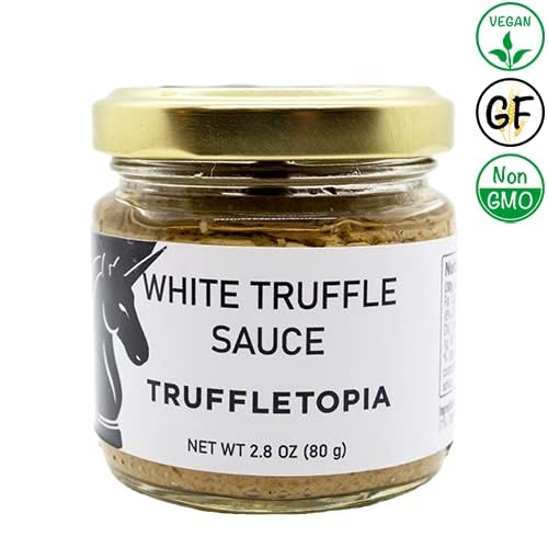 Truffletopia | Black and White Truffle Sauce w/Real Italian Truffles | Gourmet Pasta or Pizza Sauce | Use for Cooking | Gluten Free, Non-GMO | Gift