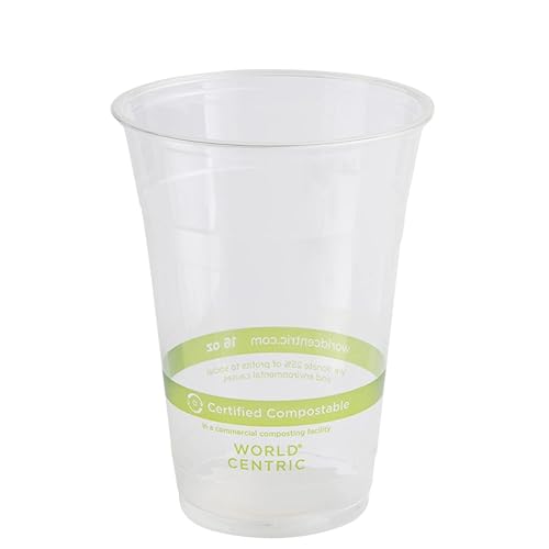 16 Oz. PLA Clear Corn Plastic Biodegradable Cold Cup (Pack of 50)
