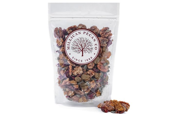 Hearty Texas Pecan Trail Mix Super Food, 12 oz resealable bag | Millican Pecan since 1888 | San Saba, Texas