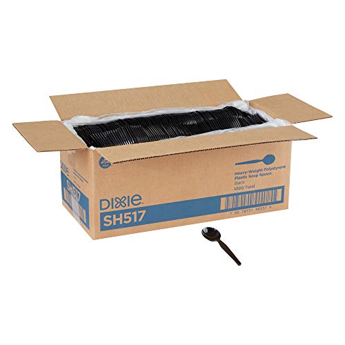 Dixie 5.75" Heavy-Weight Polystyrene Plastic Soup Spoon by GP PRO (Georgia-Pacific), Black, SH517, (Case of 1,000), 1 Box/Case