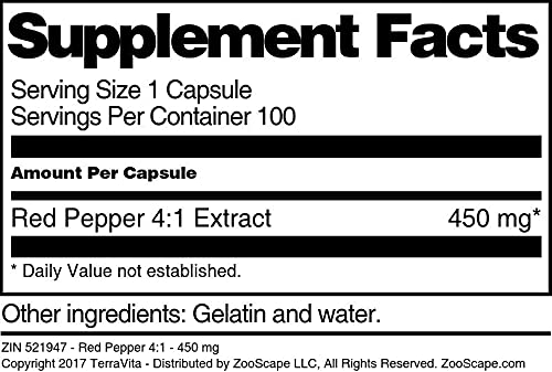 Red Pepper 4:1-450 mg (100 Capsules, ZIN: 521947) - 3 Pack