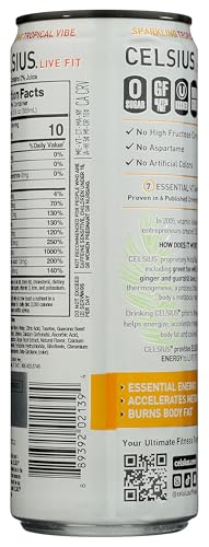 CELSIUS Sparkling Tropical Vibe, Functional Essential Energy Drink, 12 Fl Oz