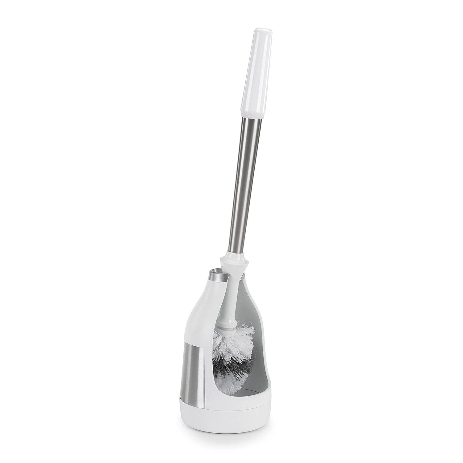 Polder Stainless Steel Toilet Brush Caddy Black 2 Pack + 2 Replacement Brush Heads