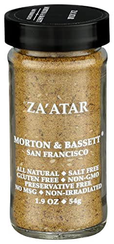 Morton & Bassett Za’atar Seasoning, 1.9oz - Salt-Free, Non-GMO, Kosher, Middle Eastern Blend for Flatbreads, Roasted Veggies, Meats & Dips