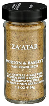 Morton & Bassett Za’atar Seasoning, 1.9oz - Salt-Free, Non-GMO, Kosher, Middle Eastern Blend for Flatbreads, Roasted Veggies, Meats & Dips