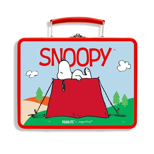 Peanuts x Sugarfina 3 Piece Candy Lunch Box | Chocolate Biscuits, Jelly Bears, Lemonade Stars