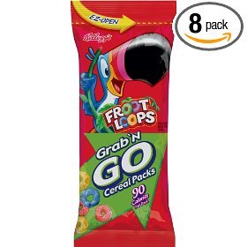 Kellogg's Froot Loops Grab 'N Go Cereal 8 boxes of 8 90 Calorie packs