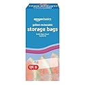 Amazon Basics Reclosable Gallon Food Storage Bags with Double Zipper Seal, Stand and Fill Base, BPA Free, 120 Count