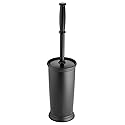 mDesign Toilet Bowl Brush and Holder - Covered Bathroom Toilet Brush - Standing Toilet Bowl Scrubber in Modern Holder - Compact, Space Saving, Deep