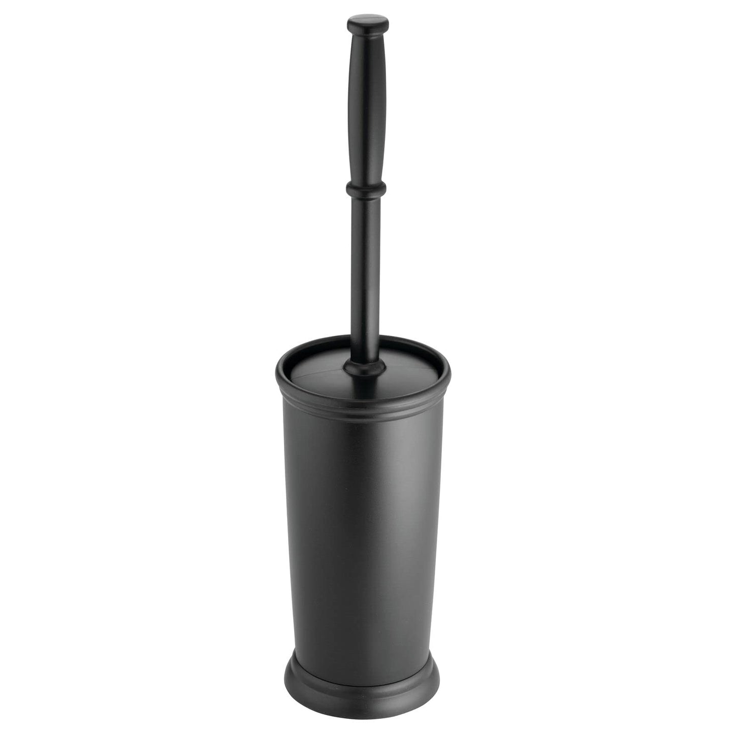 mDesign Toilet Bowl Brush and Holder - Covered Bathroom Toilet Brush - Standing Toilet Bowl Scrubber in Modern Holder - Compact, Space Saving, Deep