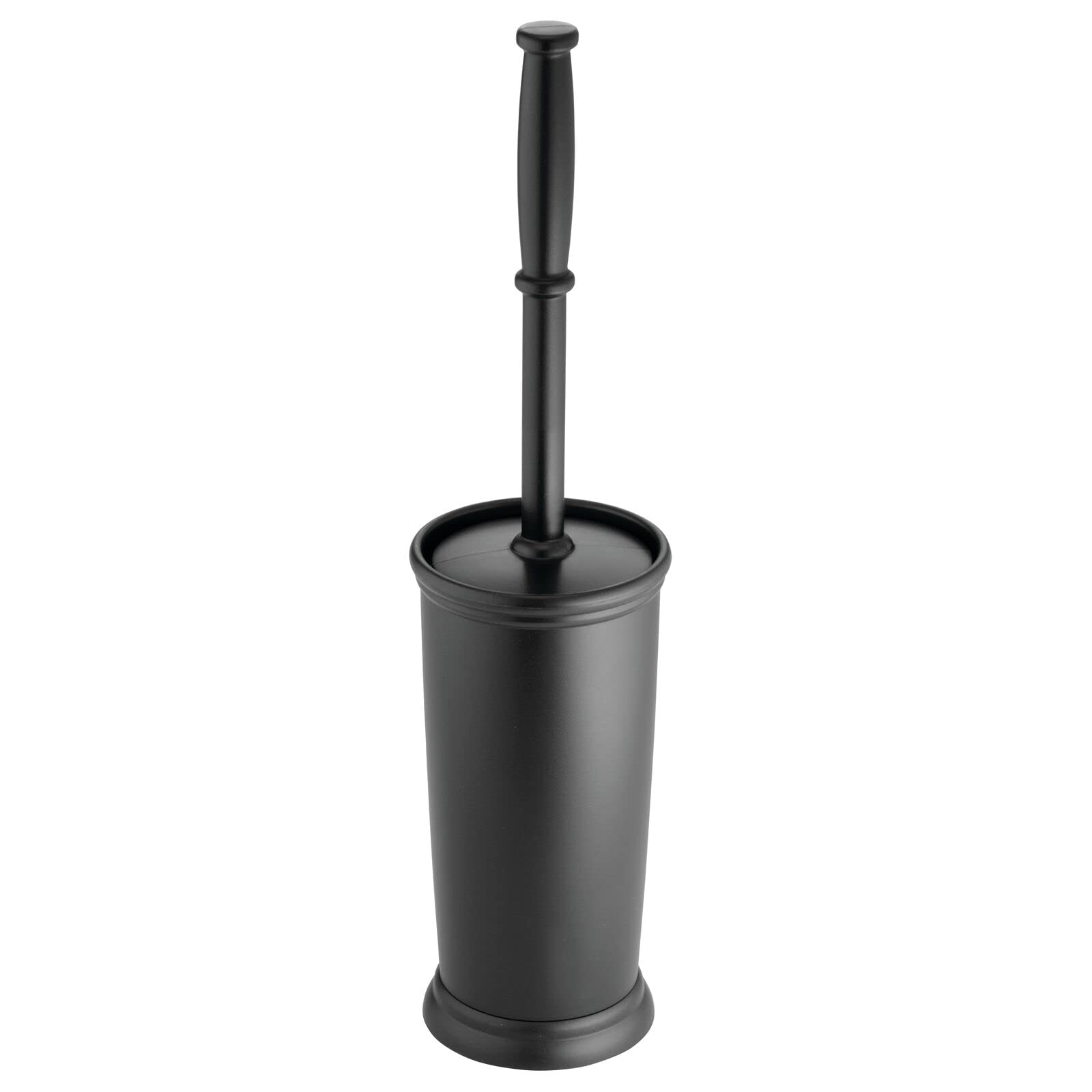 mDesign Toilet Bowl Brush and Holder - Covered Bathroom Toilet Brush - Standing Toilet Bowl Scrubber in Modern Holder - Compact, Space Saving, Deep
