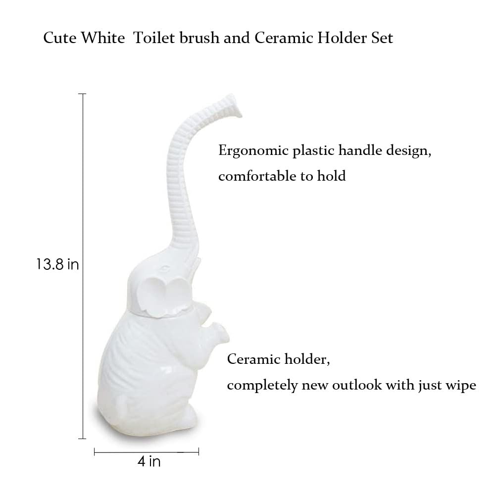 AORTULL Toilet Brush and Holder Set,Modern Ceramic Toilet Bowl Brush Holder,Cute Bathroom Decor, Non-Scratch Bristles, Space-Saving White Household