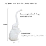 AORTULL Toilet Brush and Holder Set,Modern Ceramic Toilet Bowl Brush Holder,Cute Bathroom Decor, Non-Scratch Bristles, Space-Saving White Household