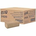 Genuine Joe Singlefold Paper Towels, 10.25" x 9.1", 1-Ply, Kraft, 250/Pack, 16 Count