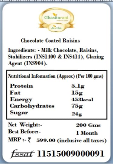 Jaiccha Ghasitaram Bhaidooj Gifts - Chocolate Coated Raisins