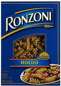 Ronzoni Rotini Enriched Macaroni Non GMO 16 Oz. Pack Of 3.
