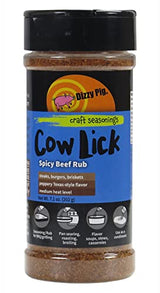Dizzy Pig Cow Lick Texas-Style Spicy Beef Seasoning Rub (8oz Shaker) - Seasons 30+lbs of Food - Hand Made in the USA - MSG Free, Gluten Free