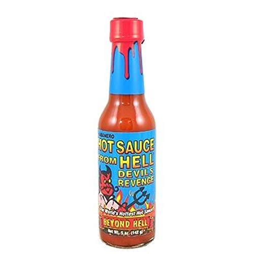 Hot Sauce From Hell Devil's Revenge - 5 Ounce - Gourmet Habanero Hot Sauce with Capsicum Extract for Chicken Wings - Perfect for the Fan of Extra Hot