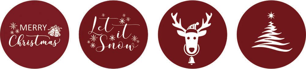 Darling Souvenir 190 Pcs Maroon Joyful Holiday Chocolate Drop Stickers - Self-Adhesive Mini Candy Wrappers for Christmas Eve Party Favors, Xmas