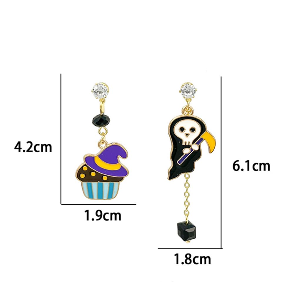 Color matching cartoon pumpkin ghost earrings 925 silver needle earrings (Style 1)