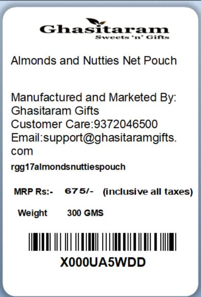 Ghasitaram Gifts Diwali Gifts - Dryfruits Hamper - Almonds and Nutties Net Pouch