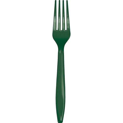 Trendware Hunter Green Plastic Forks, 72 Count