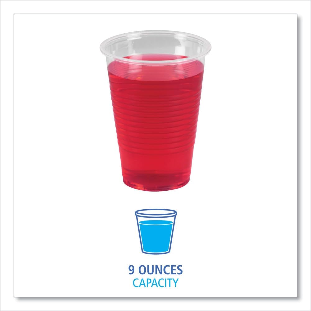 Boardwalk BWKTRANSCUP9CT 9 oz. Polypropylene Plastic Cold Cups - Translucent (100 Cups/Sleeve, 25 Sleeves/Carton)